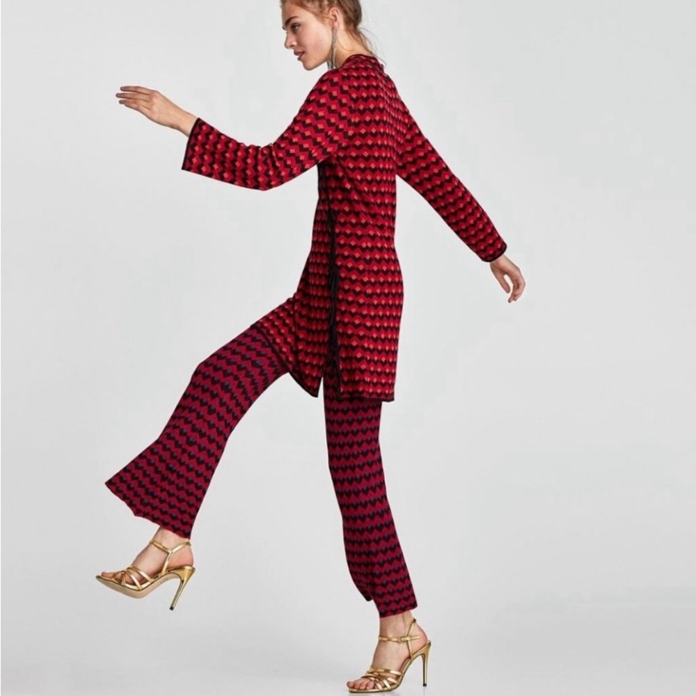 Zara Knit geometric print flare pants ♦️🟪 - Picture 2 of 15